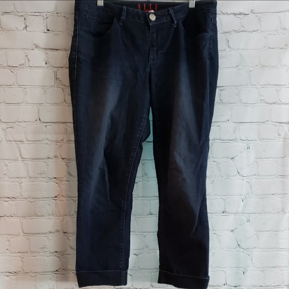 Elle Capri Jeans Dark Wash Cuffed Sz 8
